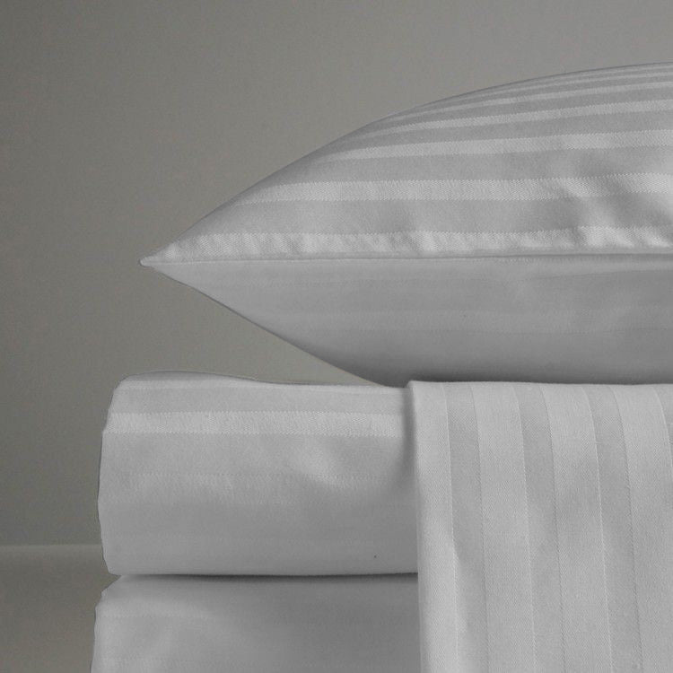 6-Piece | White Satin Stripe | 400TC
