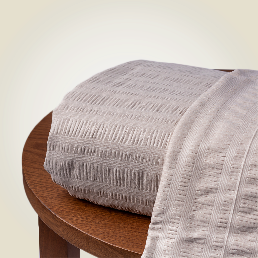 Duvet Cover Set | Beige Embossed | 300GSM