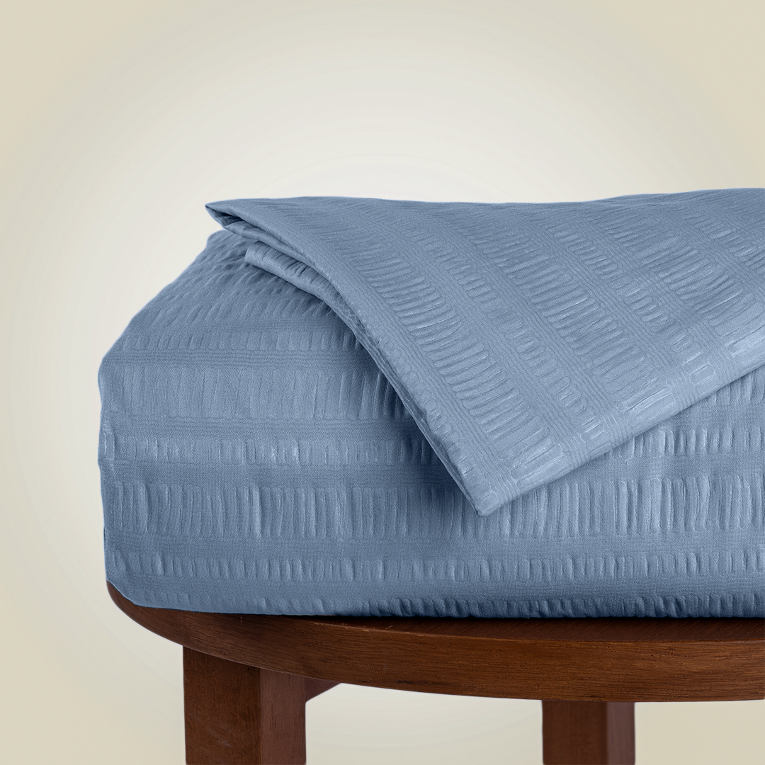 Duvet Cover Set | Blue Embossed | 300GSM