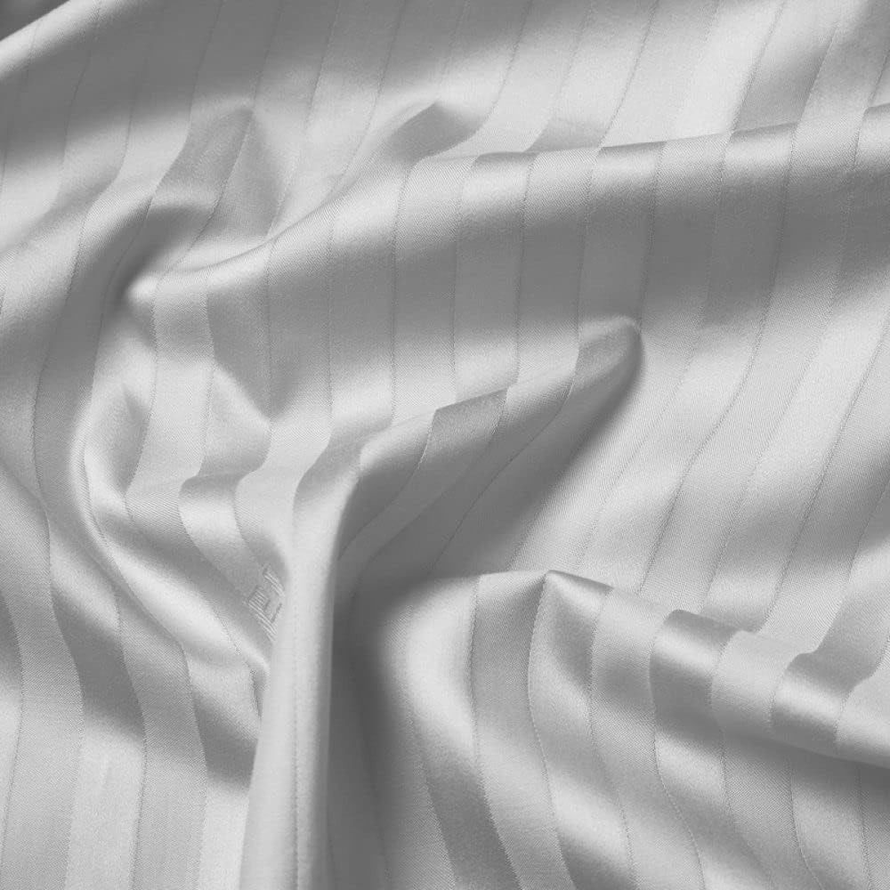 6-Piece | White Satin Stripe | 400TC