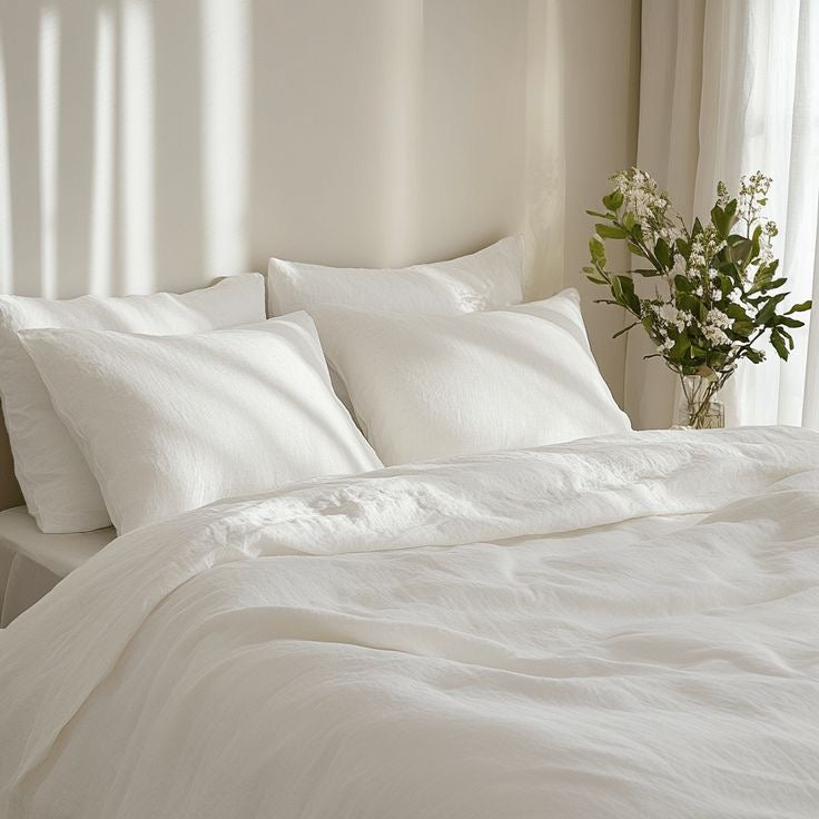 Duvet Cover Set | White Seersucker | 300GSM
