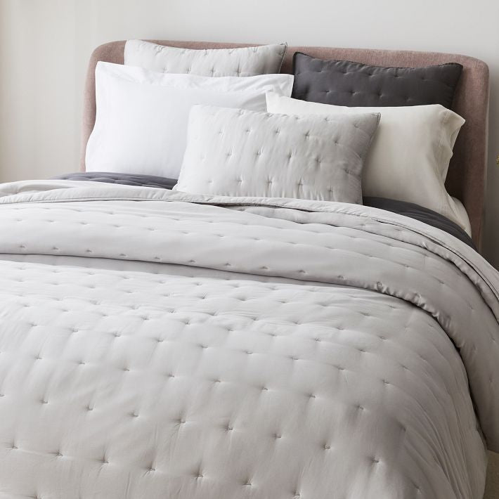 Tencel | Grey Floral Reversible Bedspread