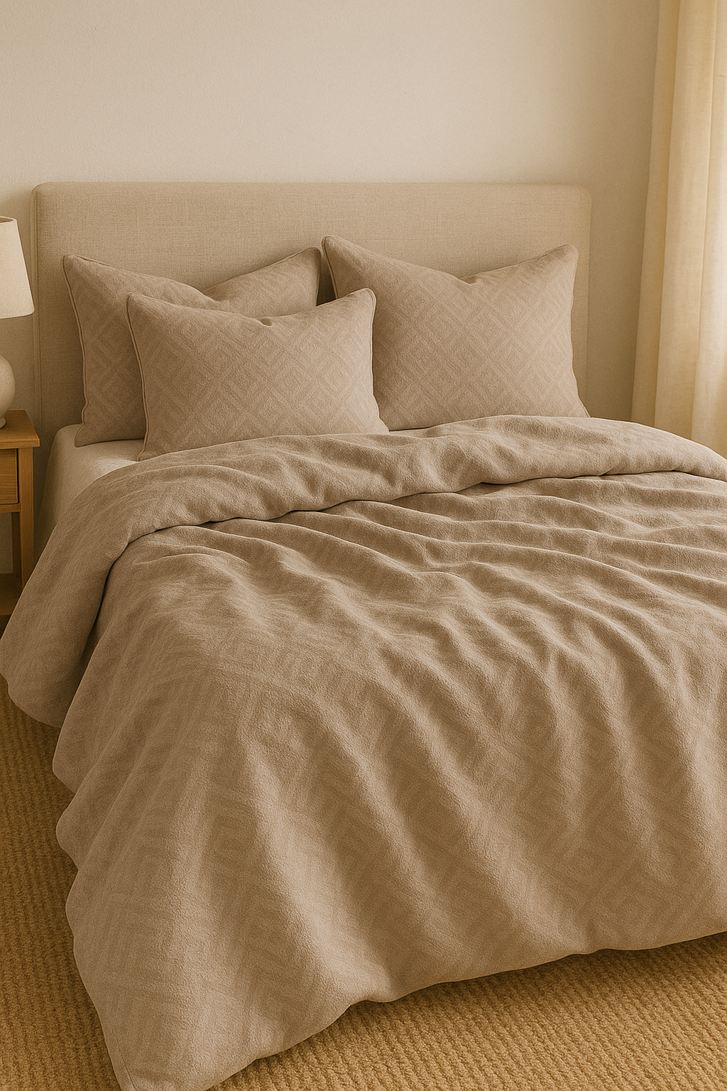 Duvet Cover Set | Beige Reversible Tencel | 300GSM