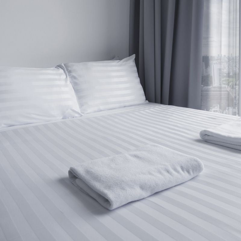 6-Piece | White Satin Stripe | 400TC
