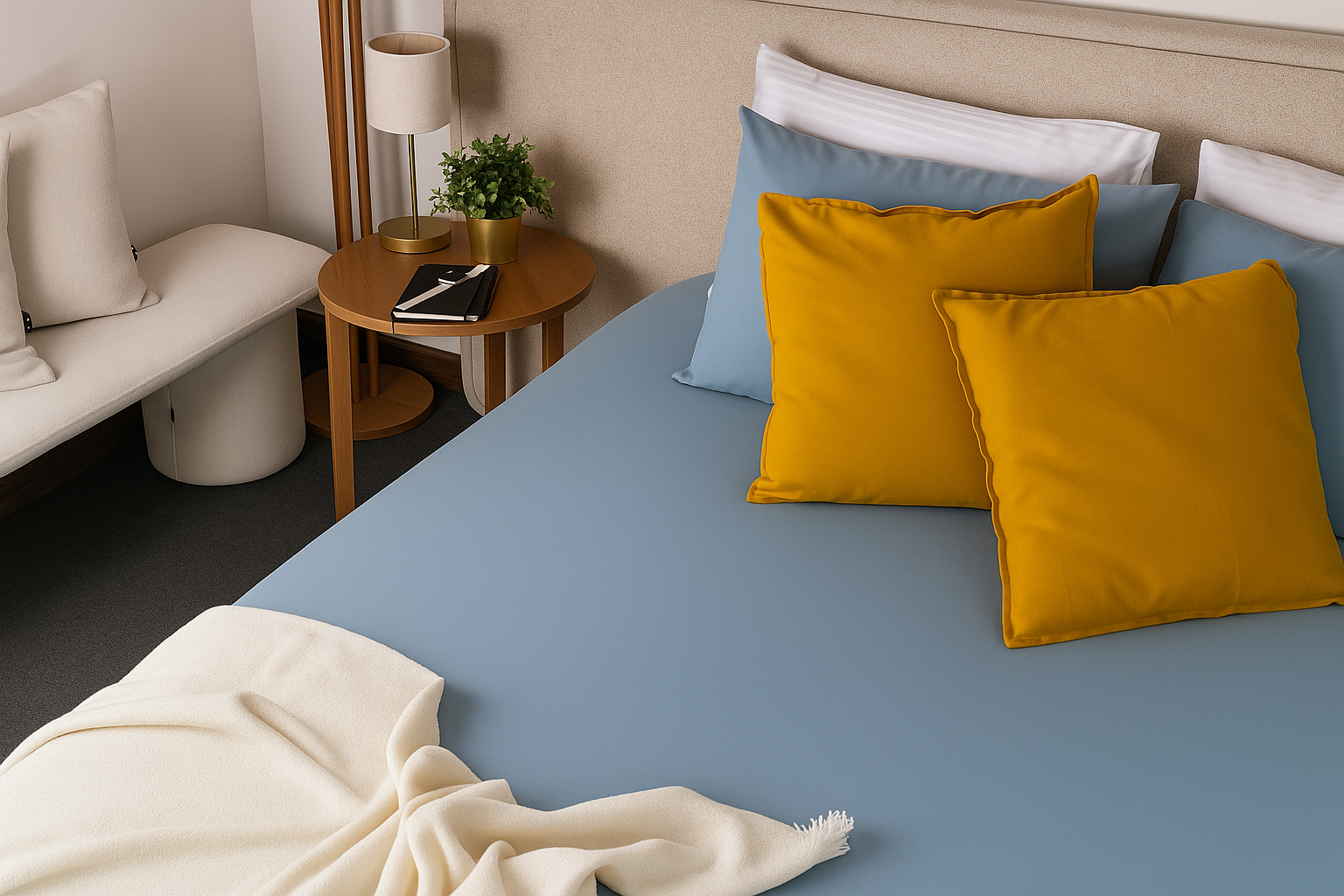 Duvet Cover Set | Blue Seersucker | 300GSM