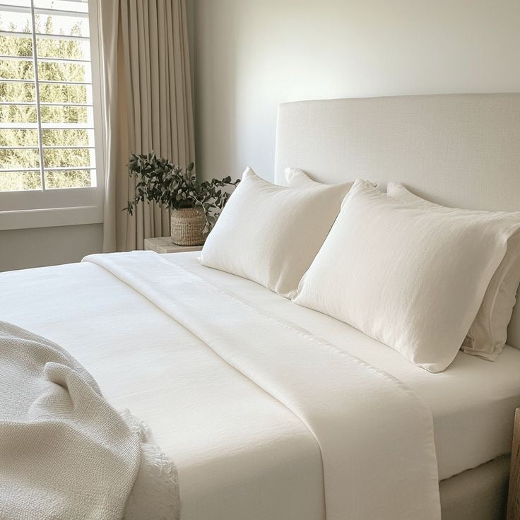 Fitted Sheet Set | White Seersucker | 300GSM