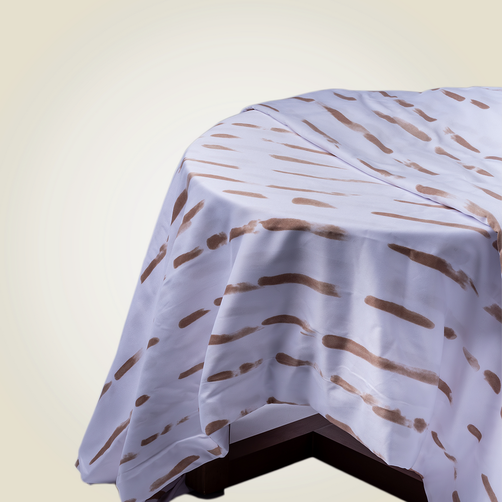 Fitted Sheet Set | Beige Striped Seersucker| 300GSM