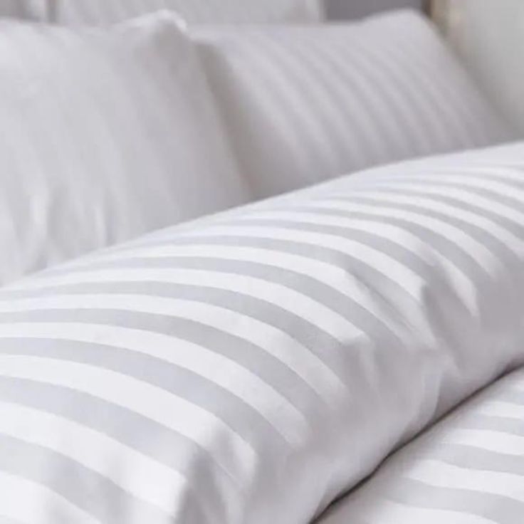 6-Piece | White Satin Stripe | 400TC