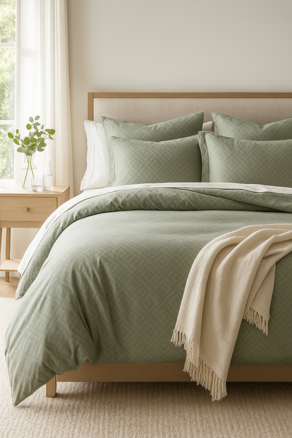 Duvet Cover Set | Green Reversible Tencel | 300GSM