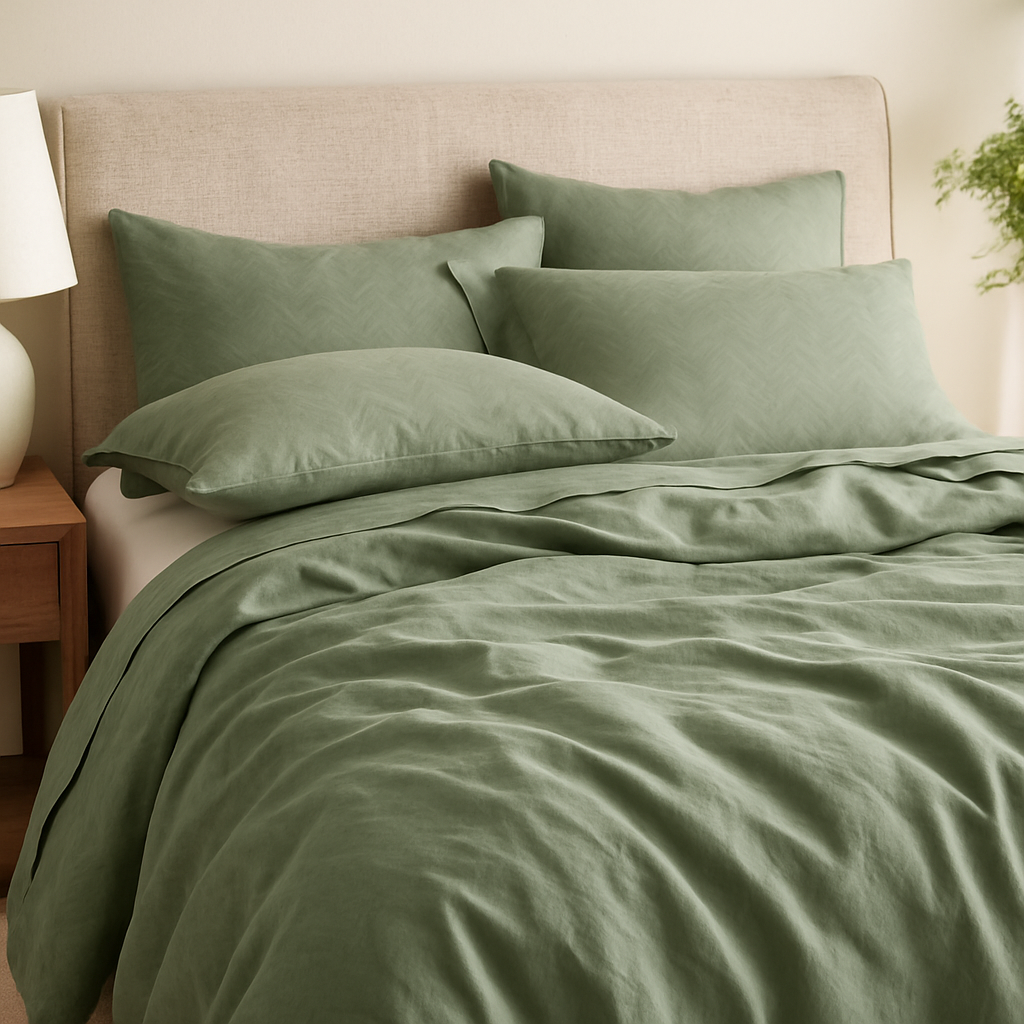 Duvet Cover Set | Green Reversible Tencel | 300GSM