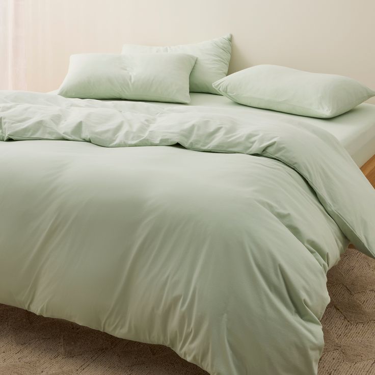 Duvet Cover Set | Mint Seersucker | 300GSM