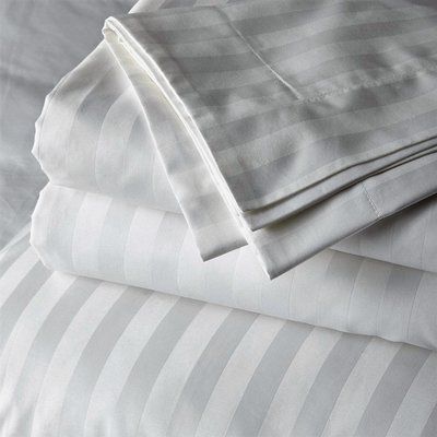 6-Piece | White Satin Stripe | 400TC