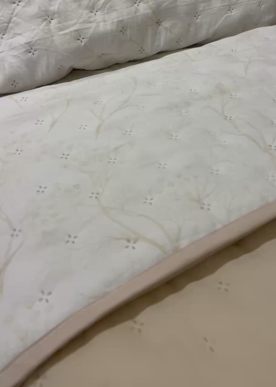 Tencel | Beige Floral Reversible Bedspread