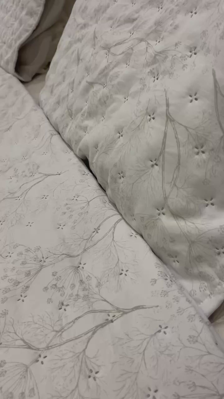 Tencel | Grey Floral Reversible Bedspread